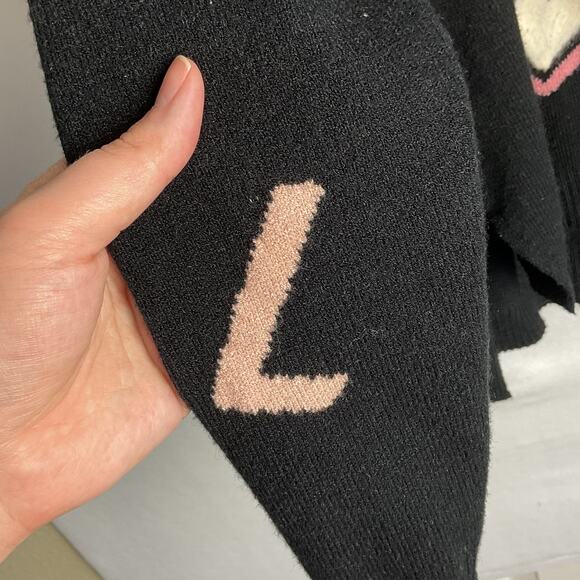 LOVE Sweater by Charlie B Black Long Sleeve Needle Felt Medium - Picture 3 of 12